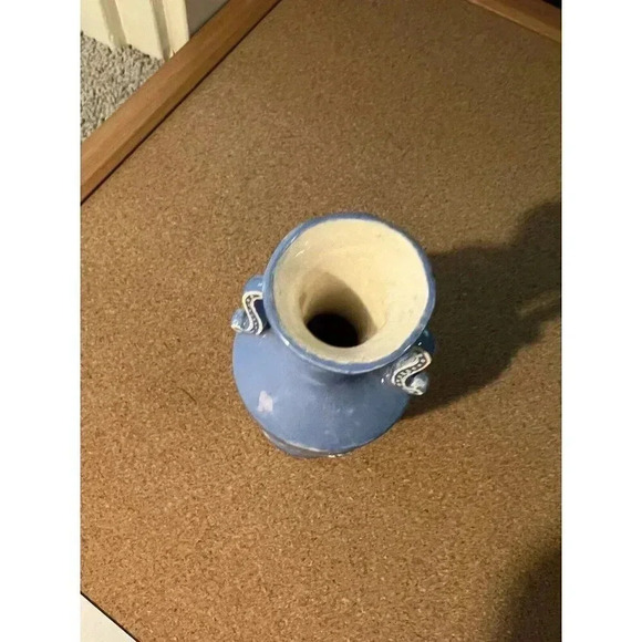 Vintage Greek Inspired Blue Handmade Vase 1977 Woman Playing Music - Picture 4 of 6